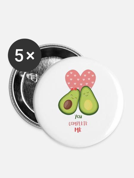Avocado - Buttons groß 56 mm (5er Pack) - Weiß