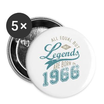 LEGEND ARE BORN IN 1966 birthday gift 56 years - Buttons large 2.2''/56 mm (5-pack) - white - Front