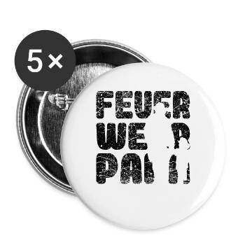 Feuerwehr Papa - Buttons groß 56 mm (5er Pack) - Weiß - Vorne