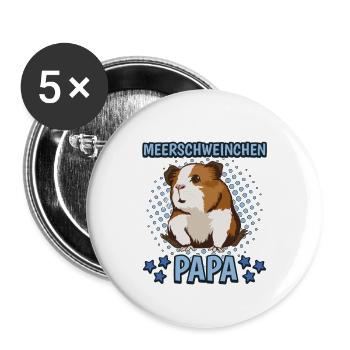 Meerschweinchen Papa - Buttons groß 56 mm (5er Pack) - Weiß - Vorne