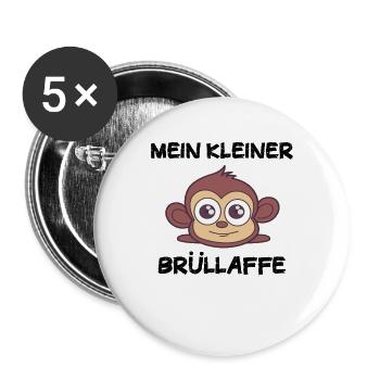 Mein kleiner Brüllaffe Äffchen Affe Lustig - Buttons groß 56 mm (5er Pack) - Weiß - Vorne