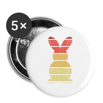 Lapin vintage rétro - Lot de 5 grands badges (56 mm) - blanc - Devant