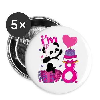 Panda 8th Birthday Since 2013 Pink - Buttons large 2.2''/56 mm (5-pack) - white - Front