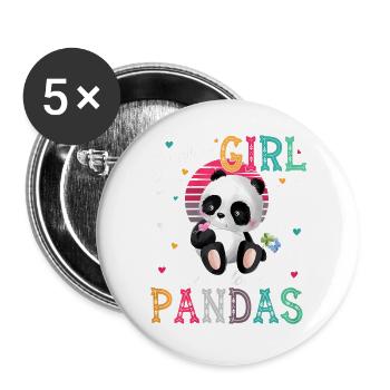 Panda Cool Juste une fille Juste une fille aime panda - Lot de 5 grands badges (56 mm) - blanc - Devant