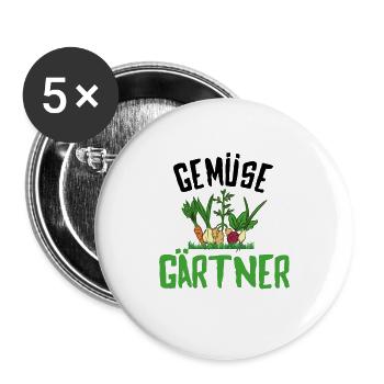 Gemüse Gärtner - Buttons groß 56 mm (5er Pack) - Weiß - Vorne