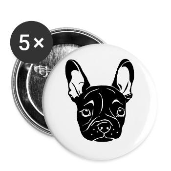 Bulldog français chiot - Lot de 5 grands badges (56 mm) - blanc - Devant