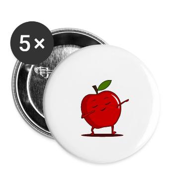 Dabbing Red Apple - Dab Funny Dancing Fruit - Buttons large 2.2''/56 mm (5-pack) - white - Front