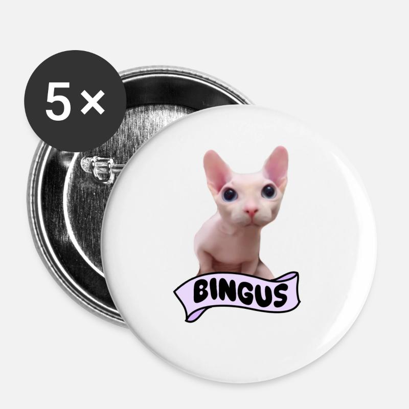 Bingus Cat Meme - Buttons large 2.2''/56 mm (5-pack) - white
