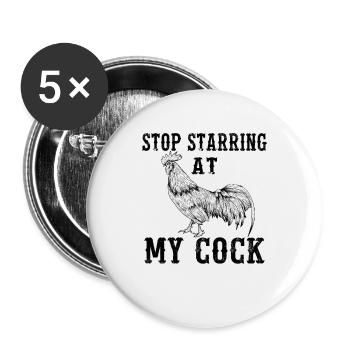 Funny Farmer Chicken Funny Cock Country Farm gift - Buttons large 2.2''/56 mm (5-pack) - white - Front