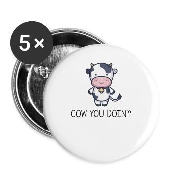 Étable ferme vache laitière fermier enfant vache vache - Lot de 5 grands badges (56 mm) - blanc - Devant