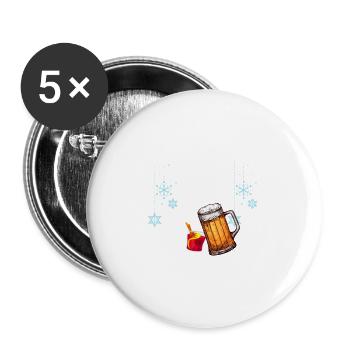 Glühwein Bier lustiger Spruch Geschenk Weihnachten - Buttons groß 56 mm (5er Pack) - Weiß - Vorne