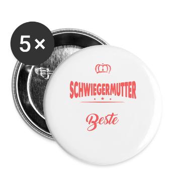 Beste Schwiegermutter Geschenk - Buttons groß 56 mm (5er Pack) - Weiß - Vorne