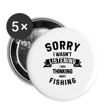 Pêche Joke Hobbies - Funny Quotes Gift - Lot de 5 grands badges (56 mm) - blanc - Devant