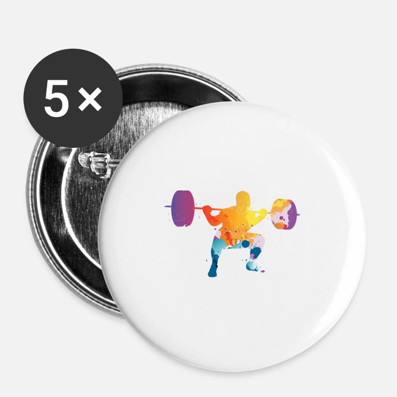 Weightlifting Weightlifter - Buttons large 2.2''/56 mm (5-pack) - white
