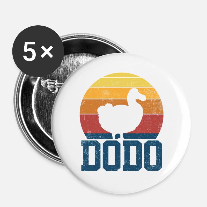 Dodo Birds Birdwatcher Vintage - Buttons large 2.2''/56 mm (5-pack) - white
