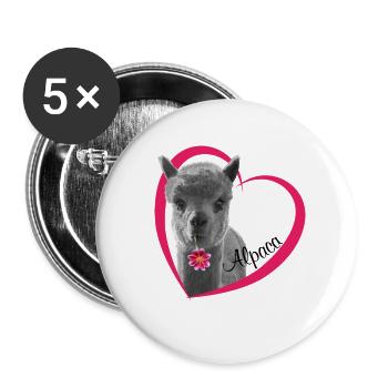 I love alpaca. I love Alpaca - Buttons large 2.2''/56 mm (5-pack) - white - Front