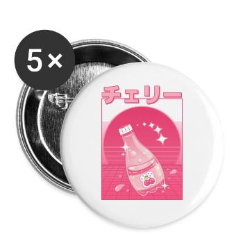 Retro japanische Kirschsoda - Vaporwave Ästhetik - Buttons groß 56 mm (5er Pack) - Weiß - Vorne