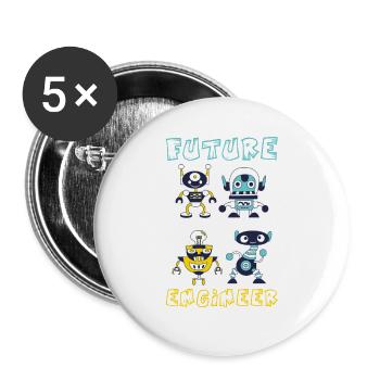 Future Robotics Engineer Kids Robot - Buttons large 2.2''/56 mm (5-pack) - white - Front