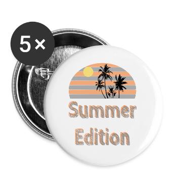 Summer Edition / Sommer / Meer / Trend / Sprüche - Buttons groß 56 mm (5er Pack) - Weiß - Vorne