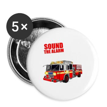 4th Birthday Happy Birthday Fire Brigade Car - Buttons large 2.2''/56 mm (5-pack) - white - Front