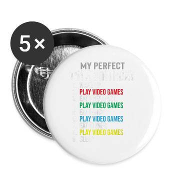 15. Geburtstag Happy Birthday Zocken Level 15 - Buttons groß 56 mm (5er Pack) - Weiß - Vorne
