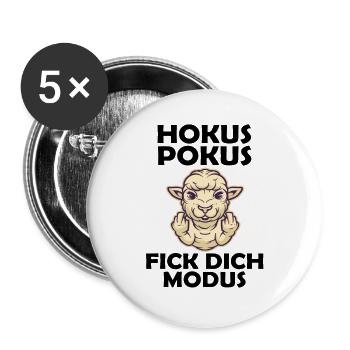 Hokus Pokus fick dich Modus Schaf Arbeit - Buttons groß 56 mm (5er Pack) - Weiß - Vorne