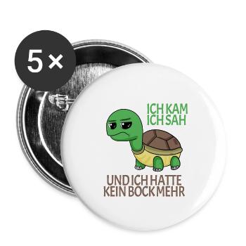 Schildkröte Kein Bock lustiger Spruch - Buttons groß 56 mm (5er Pack) - Weiß - Vorne