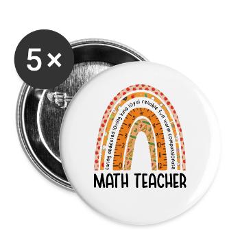 Math Teacher Vintage Rainbow - Buttons large 2.2''/56 mm (5-pack) - white - Front