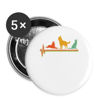 German Shepherd Heartbeat Shirt Retro German Sheph - Buttons large 2.2''/56 mm (5-pack) - white - Front