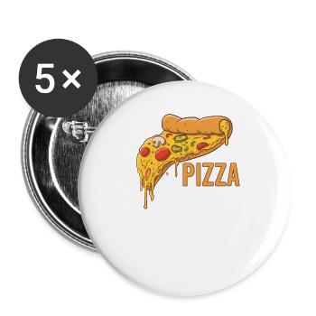 Pizza Fast Food Käse Lecker Italien - Buttons groß 56 mm (5er Pack) - Weiß - Vorne