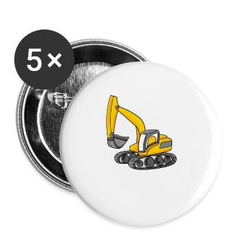 Dragage de chantier machine lourde cadeau - Lot de 5 grands badges (56 mm) - blanc - Devant