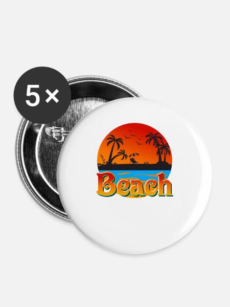 Beach - Buttons groß 56 mm (5er Pack) - Weiß