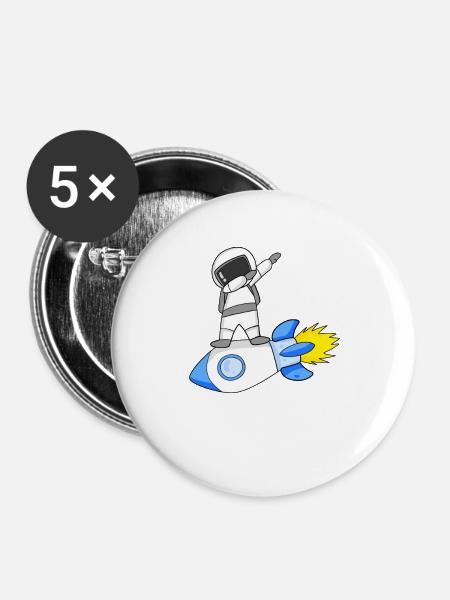 Astronaut Dabbing - Buttons groß 56 mm (5er Pack) - Weiß