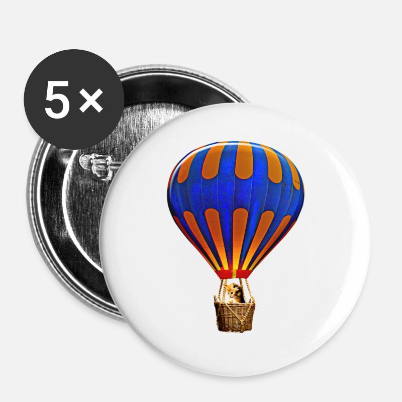 Hot air balloon 3 - Buttons large 2.2''/56 mm (5-pack) - white