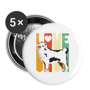 Love Bernese Mountain Dog T Shirt Retro Love Berne - Lot de 5 grands badges (56 mm) - blanc - Devant