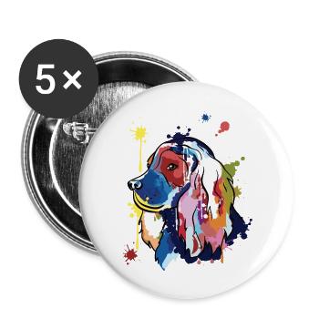 Cocker spaniel - colorful illustration - Buttons large 2.2''/56 mm (5-pack) - white - Front