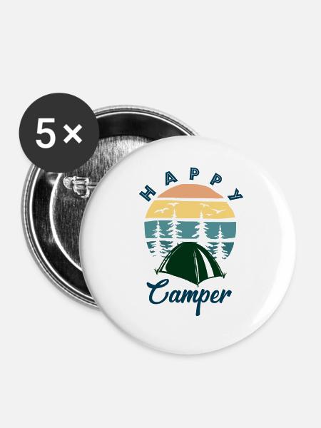 Happy Camper - Buttons large 2.2''/56 mm (5-pack) - white