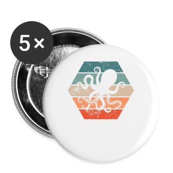 Pieuvres de calmar rétro cadeau - Lot de 5 grands badges (56 mm) - blanc - Devant