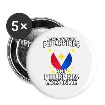 Philippines Vie amour Filipino drapeau I cadeau - Lot de 5 grands badges (56 mm) - blanc - Devant