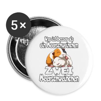 Was ist besser als ein Meerschweinchen Zwei - Buttons groß 56 mm (5er Pack) - Weiß - Vorne