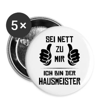 Hausmeister Geschenk - Buttons groß 56 mm (5er Pack) - Weiß - Vorne
