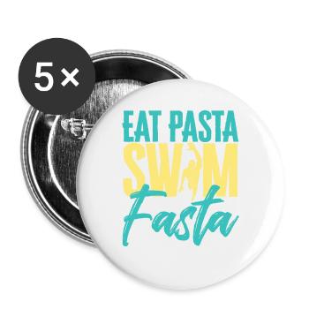 Eat Pasta Swim Fasta Funny Swimming - Buttons large 2.2''/56 mm (5-pack) - white - Front