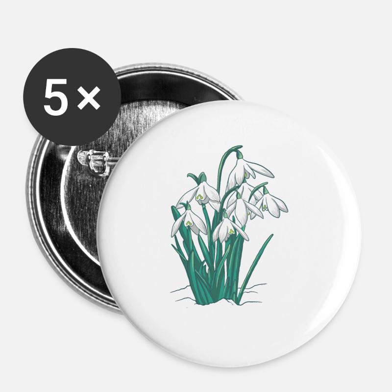Snowdrops flowers plants - Buttons large 2.2''/56 mm (5-pack) - white