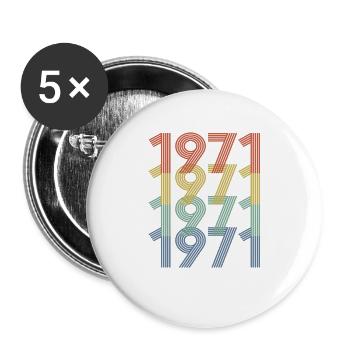 1971 - Awesome Vintage Style, Geschenk zum 51. Geburtstag - Buttons groß 56 mm (5er Pack) - Weiß - Vorne