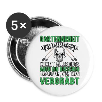 Gartenarbeit - Buttons groß 56 mm (5er Pack) - Weiß - Vorne