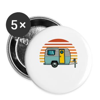 Camping Caravan Holiday Camper Camper Camping - Buttons large 2.2''/56 mm (5-pack) - white - Front