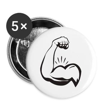 Biceps Fitness Fitness Bodybuilding - Lot de 5 grands badges (56 mm) - blanc - Devant