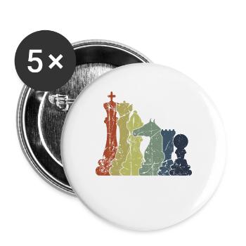 Chess Chess Pieces Retro Vintage - Buttons large 2.2''/56 mm (5-pack) - white - Front