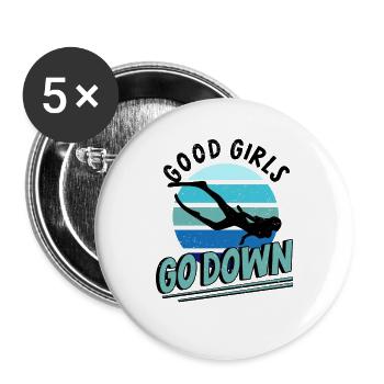 Apnoe Tauchen Freitaucher Taucherin Tiefseetaucher - Buttons groß 56 mm (5er Pack) - Weiß - Vorne
