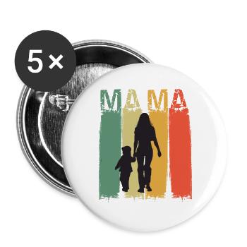 Mom Silhouette in Retro Colors Design Mother's Day - Buttons large 2.2''/56 mm (5-pack) - white - Front